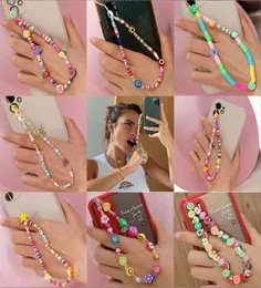 Fashion Trendy Acrylic Strap Key Rings Lanyard Colorful Eye Beaded Rope for Women Girls Cellphone Case Hanging Phone Antilost Cha9912995