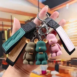 Novo design pvc violência urso o urso pingente para mulheres saco chaveiro kawaii urso borracha chaveiro