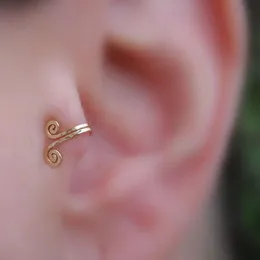 1 par falska tragus piercing clip-on skruv tillbaka näsring 14 k gul guld fylld manschett öron manschett-tragus örhänge209s