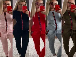 Fashion Womens Casual Tracksuits Women Printed Sport Suit Shortsleeve Shirts and Pants two piece sets outfits suits tracksuit siz8144144
