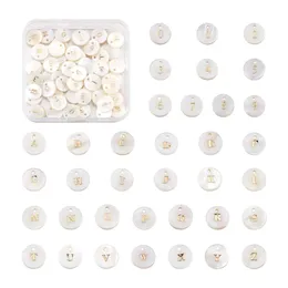 Bracelets Natural Freshwater Shell Charms Flat Round Number Letter Pendants Alphabet Seashell Beads for Bracelet Necklace Jewelry Making
