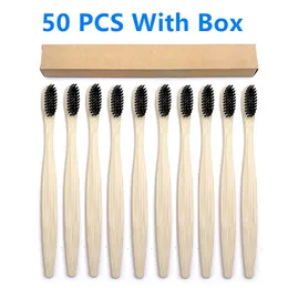 50 Pack Eco Bamboo Frustbrush Adults Soft Bristles Biodechgedable Frantible Frantible Frantsips Low Carbon Eco Bambo Handle Brush 231227