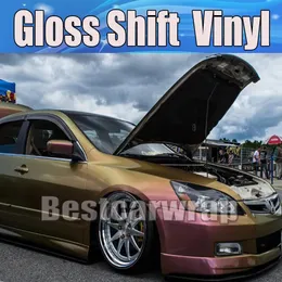 ملصقات أعلى بيع! Gloss Shift Rainbow Shift Chameleon Car Wrap Vinyl with Air Bubble Free One Union التي تغطي Flip Flop حجم: 1.52