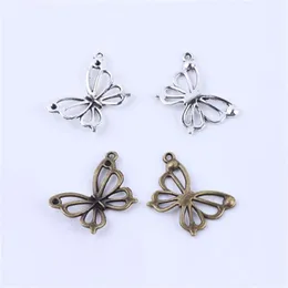 Mode Retro Schmetterling Charms Silber Kupfer DIY Schmuck Anhänger passen HalsketteArmbänder 100 Stück Los #5156235r