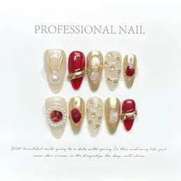 Роскошный френч-пресс ручной работы на ногтях с дизайном Многоразовый клей Fasle Nail Artifical Wearable Tip Art для девочек Y2K 231226