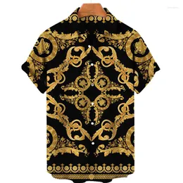Męskie koszule luksus barokowy styl dla mężczyzn odzież 3D Hawajski hawajski plaż