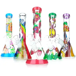 Strawberry Bong Rökning 10 Glass Vatten Pipe Beaker Bongs Fantasy Rainbow Glass Bong Frog Mushroom Water Hookahs Dry Herb ZZ