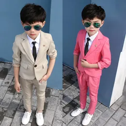 Flower Boys Formal Coat Pants Tie 3Pcs Suit Kids White Baptism Wedding Party Costume Children Performance Ceremony Dress 231228