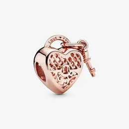 100% 925 Sterling Silver Love You Heart Padlock Charms Fit Original European Charm Armband Smycken Tillbehör224R