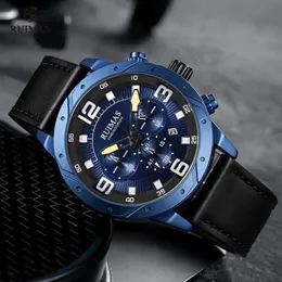 Ruimas Men's Chronograph Watches Luxury Leather Strap Analog Wristwatch Man Top Brand Wateproof Watch Male Relogios Clock 59302f