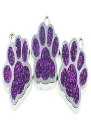 Whole 50pcslot Bling dog bear paw print hang pendant charms fit for diy keychains necklace fashion jewelrys5285121