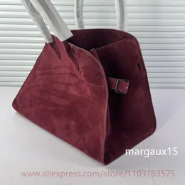 School Bags 2023 TheR0w Margaux12 15 Handbag Red Cowhide High-Capacity Commuter Bag The Suede R0w Soft Big Trend Female
