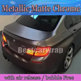 Klistermärken Anthracite Matte Metallic Vinyl Wrap med luftbubbla Free Dark Grey Gunmetal Matt Chrome Metallic Vehicle Wrapping Storlek 1.52x20M /