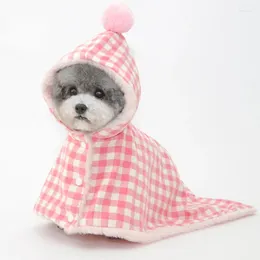 Abbigliamento per cani Plaid invernale Coperta per animali domestici Sacco a pelo Mantello per gatti Cappotto caldo con cappuccio che può essere fissato per evitare cadute