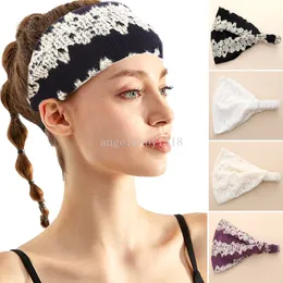 Retro Elastic Lace Headband Wide-brimmed Hairband Face Wash Headwear Outdoor Sports Head Wrap Fashion Women Hair Accessories