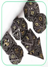 7шт чистые медные полые металлические кубики набор металлических костей DD Metal Metaledral Dice для DND Dungeons и Dragons Playing Games 2201154752787