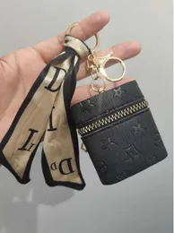 Keychains Lanyards Creativity Presbyopia Car Keychain Coin Purse Pendant Charm smycken Keyring Fashion Pu Leather Flower Grid Designer Metal Key Chain Y3eyy