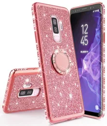 Сияющий блестящий магнитный чехол на палец для Samsung Galaxy S10 S10e S8 S9 Plus A5 A7 2018 A6 A8 Note 8 9 10 Bling 360 Ring Back Cover3763035