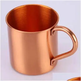 Tazze Caffè Birra Latte Acqua Tazza Home Bar Bicchieri Fresco Rame puro Mosca Me Tazza Solido Liscio Senza rivestimento interno Per Cocktail Drop Dhl5D