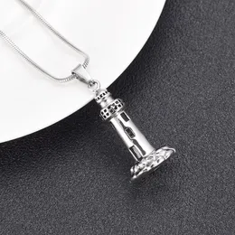 LkJ10012 The Lighthouse Cremation ashes turned into jewelry Stainless Steel Men Keepsake Memorial Urn Pendant For Dad3083