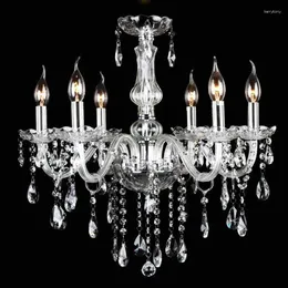 Lustres european clássico 6 lâmpada k9 lustre de cristal moderno bandeleiro de estar decoração de casa de quarto e14/e12 utensílios de iluminação