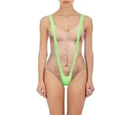 Printed Funny Borat One Piece Swimsuit Women Sexy Chest Hair Bathing Suit Summer Swimwear Joke Bather Noveltybeachwear8138355