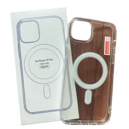 Magsofe Transparente, klare, magnetische, stoßfeste Handyhüllen aus Acryl für iPhone 15 14 13 12 11 Pro Max Mini XR XS X 8 7 Plus Samsung S23 S22 Ultra mit Paket