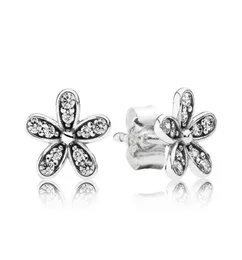 Sevimli Daisy Stud Küpe Orijinal Kutu Set Mücevherleri 925 STERLING Gümüş CZ Elmas Çiçekler Kadınlar için Küpe Kızlar1741205