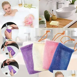 Badborstels, sponzen Scrubbers Exfoliërende gaas Badborstels Zakken Spaarzakje voor douche Body Mas Scrubber Natuurlijk organisch Ramee So Dhr78