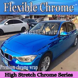 Stickers Blue Chrome car Vinyl Wrap With High Stretch For Car Wrapping Air bubble Free high quality easy wrap foil size:1.52x20m/Roll 5x66f