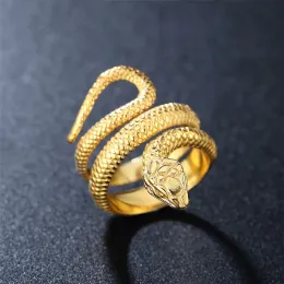 Semplice anello serpente in oro giallo 14k per uomo donna punk hip hop moda coppia anello uomo anello color oro gioielli per il migliore lui