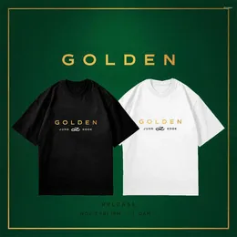 القمصان النسائية Kpop Jungkook Golden Men/Women's Short Sleeve Cotton Cotton T-Shirt T-Shirt Disual Fashion Trend Ups Streetwear Tops