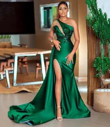 Verngo Africa Mermaid Evening Abites Sexy One Spalla Satin Long Prom Gowns Aso Ebi Side Fil