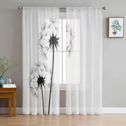 Curtain Dandelion Sheer Curtains For Living Room Modern Fashion Valance Kitchen Tulle 231227