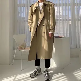 Khaki Black Trench Man Fashion Fashion Autunno Oversate Long Coat Men coreano Giacca a vento sciolta maschile soprabito M-2xl 231227
