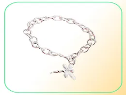 wedding Dragonfly shrimp thick 925 silver charm bracelets 8inchs GSSB282women039s sterling silver plated jewelry bracelet1083796