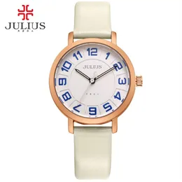 JULIUS Alibaba Express Senhoras Relógios Mulheres Vestido Ultra Fino Barato Promoção Relogio De Couro Redondo Navio Dropship JA-939260A