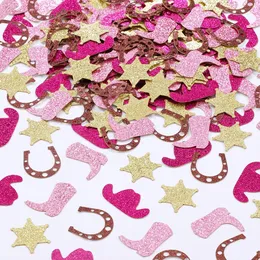 Joymemo western cowgirl co cotetti glitter hat star star a ferro di cavallo dispersione per ragazze decorazioni per feste di compleanno 231227