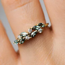 Retro White Green Crystal Zircon Rings for Women Wedding Engagement Party Ring Presents for Valentine's Day Fashion Jewelry