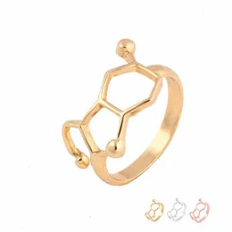 Everfast 10pc lot Whole Molecule Ring Chemistry Jewelry Neurotransmitter Science Women Men Finger Rings Can Mix Color EFR076220L