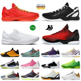 Mamba 6 عكسي Grinch Mamba Basketball Shoes 5 Protro Mambacita eybl Stage Stage Lakers Chaos Rings White Gold Emerald Sports Sneakers Trainers 40-46