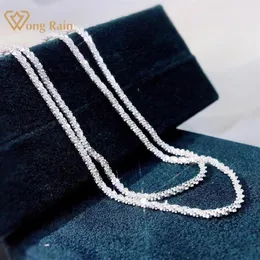 Wong Rain 925 Sterling Silver 만들기 Moissanite Fashion Luxury White Gold Unisex Coup Chain Necklace Fine Jewelry whole Cha213b