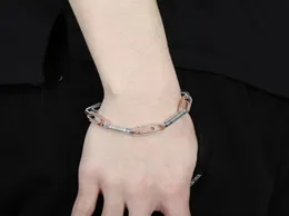 7 8 polegadas 1 cm de pulseiras geladas pulseiras para homens designer de luxo Bling Diamond Paper Clip Bracelet Gold Silver Chain Link Chain JE9077608