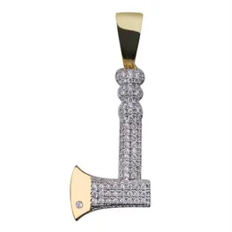 Hip Hop Gold Color Plated Chopper Pendant Necklace Micro Pave Zircon Iced Out Jewelry With Rope Chain203B