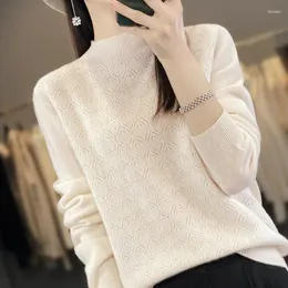 Kvinnors tröjor Autumn Winter Womens tröja Mock Neck Warm Basic Pullovers Fashion Korean Jumper Bottoming Shirts Casual Strecth Knit Wear