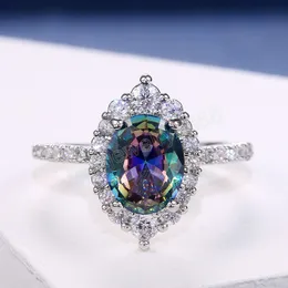 Anillo de circón ovalado delicado y elegante para mujer, joyería para pareja, propuesta de fiesta, regalo de cumpleaños, tendencia, joyería de amor femenina