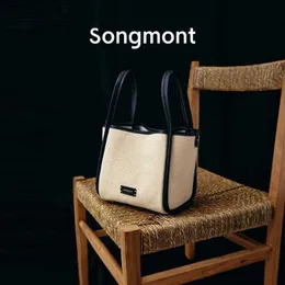 Songmont Medium Basket Canvas Bag Designer Totes Women's Vacation Style New Crossbody One Shoulder Handhelda Large Capacity Hucket Påsar FASF