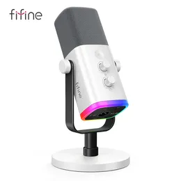 Fifine XLRUSBダイナミックマイクを使用したヘッドフォンとストリーミングの録音用GACKRGBMUTE MIC