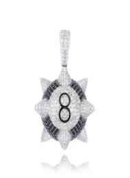 Collana a pendente di biliardo Spike 8ball ispirato a Trippiedd ghiacciato con corda di gioielli hip hop con catena di tennis 9953332