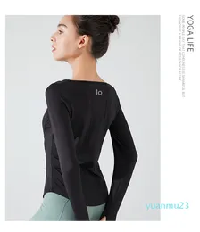 Al Yoga chemise à manches longues femmes chemises de Yoga serrées femmes vêtements haut ras du cou serré Fitness